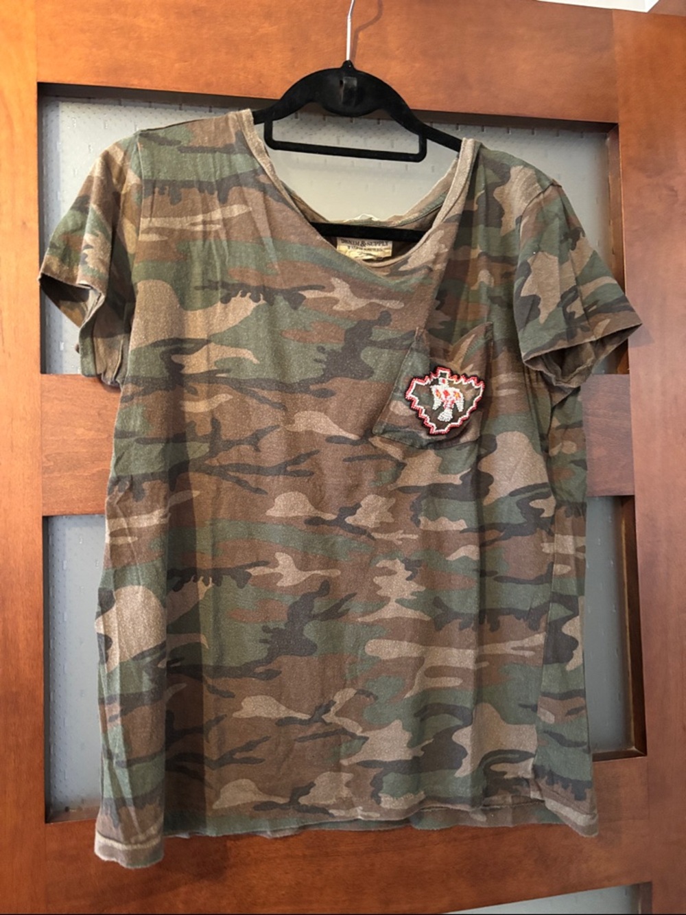 Ralph Lauren Girls' Camouflage Short Sleeve Tee with Patch - Green/Brown